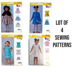 Lot of 4 Kids Baby Sewing Patterns by NEW LOOK R10273 R10287 R10083 R10542 Uncut